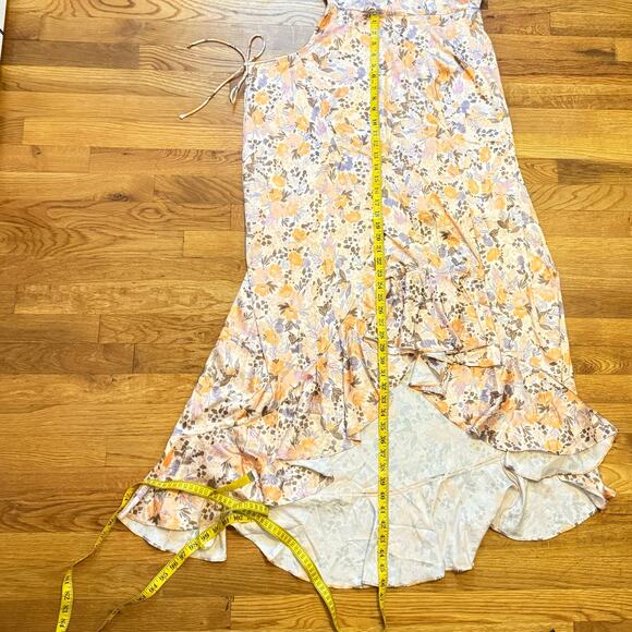 ASTR Women Medium Veida Floral CutoutTangerine Purple High Low Ruffle Midi Dress - Picture 5 of 9